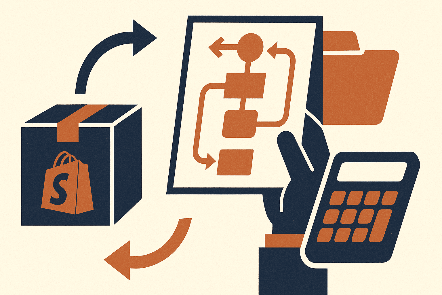Shopify dashboard showing returns processing with VAT adjustment calculations for UK accounting